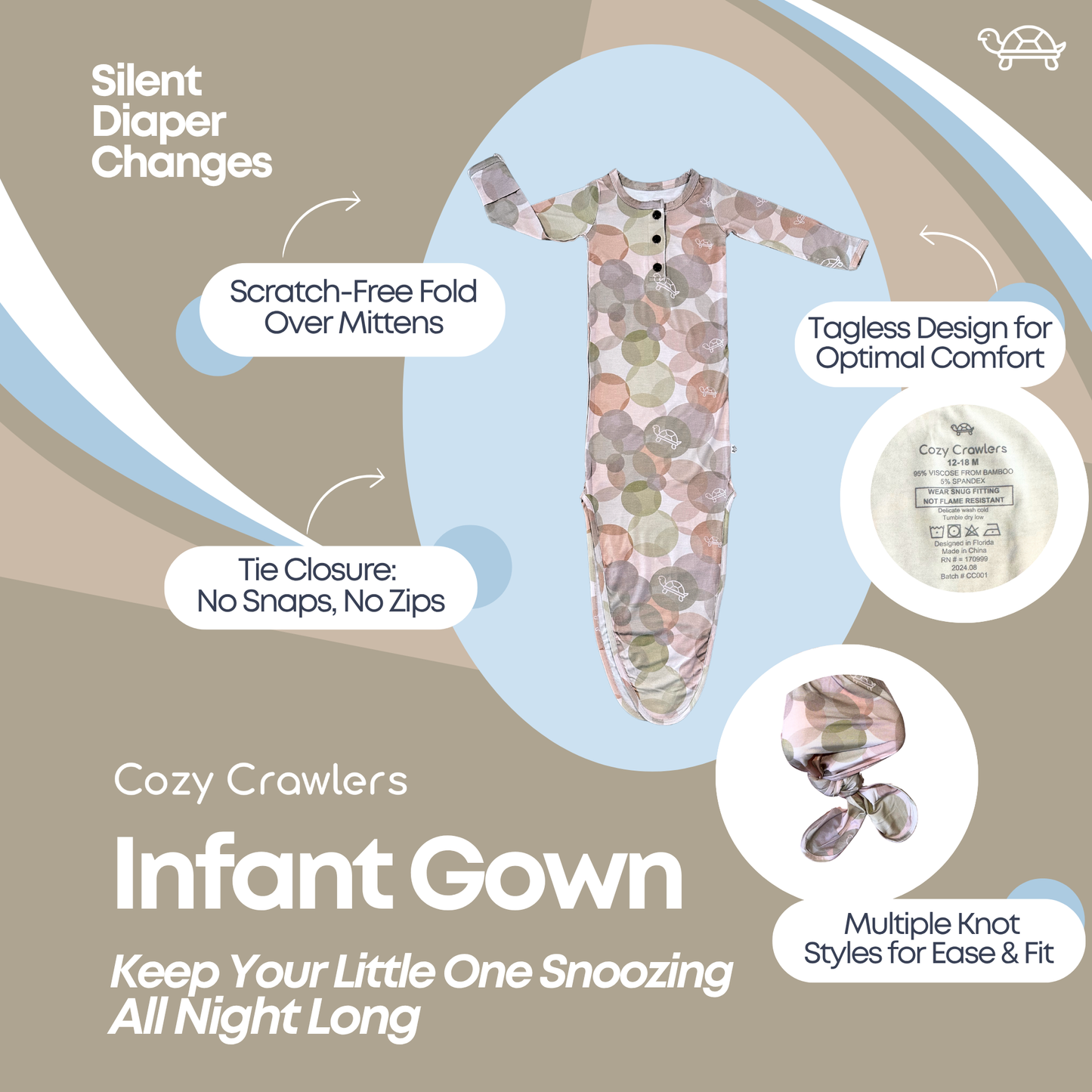 Dream Bubbles Print- Infant Gown