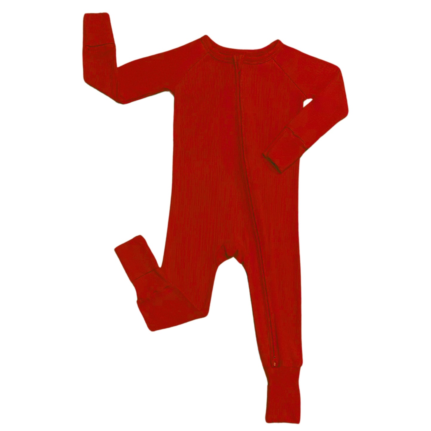 Cranberry Ribbed Bamboo Zip Up