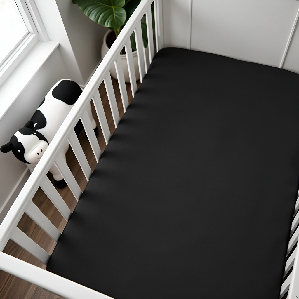 Raven Black Fitted Crib Sheet